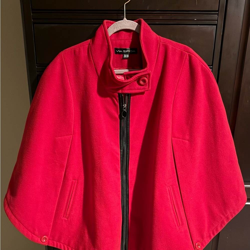 Via Spiga Vibrant Red Cape Outerwear